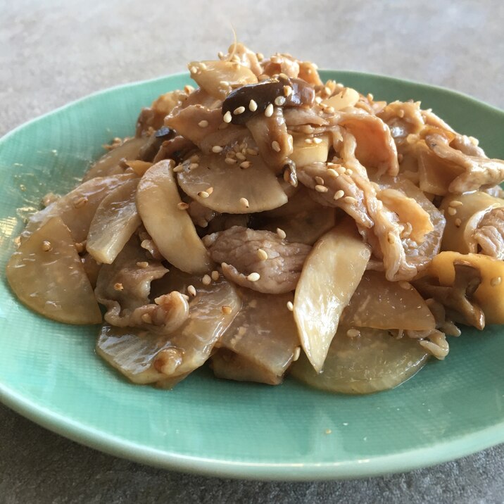 大根とエリンギと豚肉の旨炒め♪